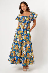 Elsie Short Sleeve Maxi Dress - Denim Blue