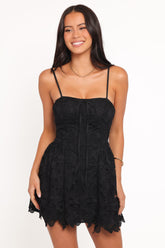 Roselle Lace Mini Dress - Black