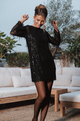 Serena Sequin Mini Dress - Black