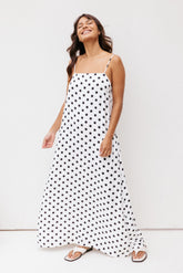 Virgo Maxi Dress - White Polka Dot