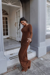 Selly Knitted Pant Set - Brown