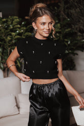 Malani Beaded Top - Black